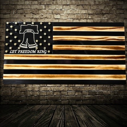 handmade wooden product - let freedom ring wooden flag