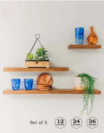 handcrafted floating wood shelves